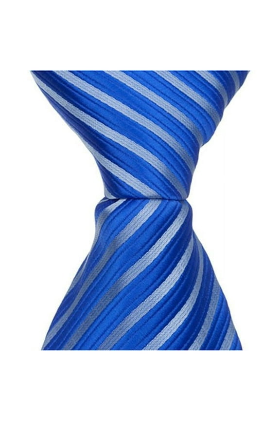 B12 - 6 in. Newborn Zipper Necktie - Blue With Light Blue Stripes