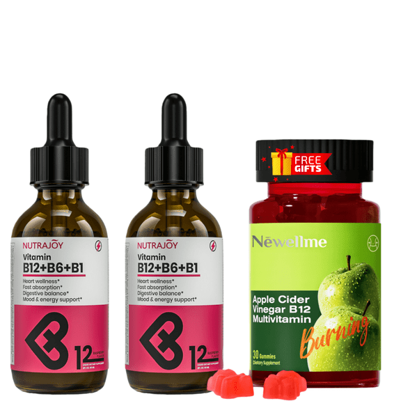 B12 B6 B1 Vitamin Liquid Drops, B12 Sublingual, Vitamin B12 Complex for Women - B12 Methylcobalamin for Energy, Brain, and Heart Support - Vitamin B12 5000 mcg - Raspberry, Vegan, 2 fl oz (PACK of 2)