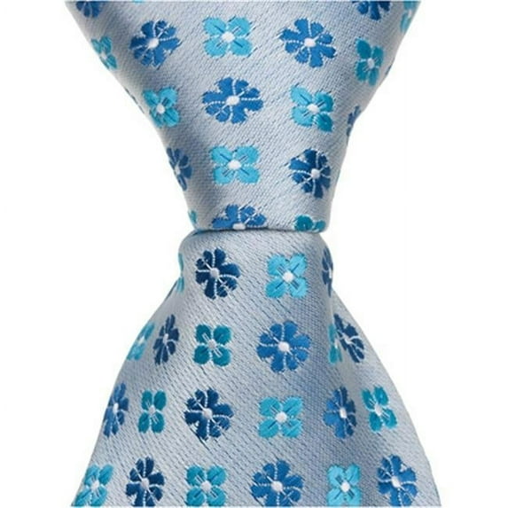 B15 - 13.75 in. Zipper Necktie - Blue With Flowers, 4T-7