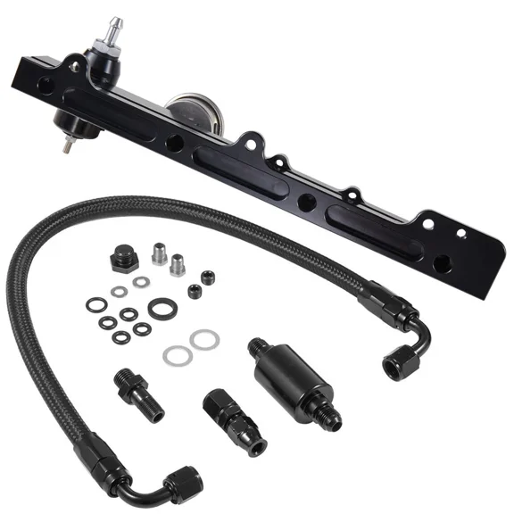 B16 B18 B20 Si LS GSR Gauge Fuel Pressure Regulator & Rail Line Kit For B-Series