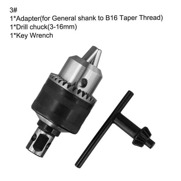 B16 Taper Thread Drill Shank Adapter For Diy Projects 3Pcs Set Clamping Range 1.5-10Mm Clamping Range 1.5-13Mm 3