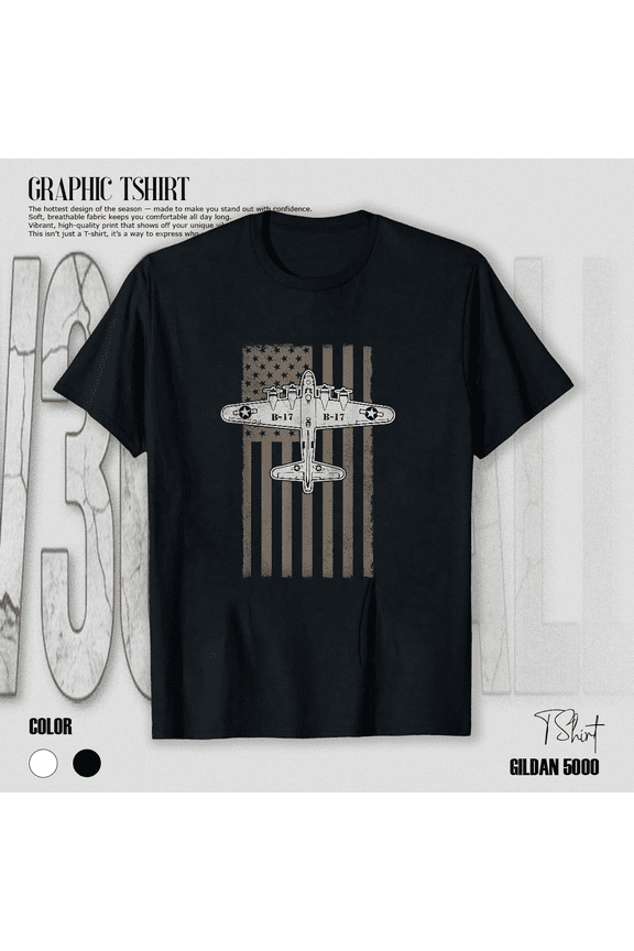 B17 Bomber WW2 Plane Aircraft Veteran Pilot Military Unisex T-Shirt V11802, up to size 5XL
