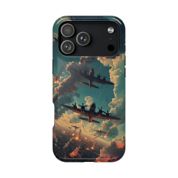 B17 Squadron World War Planes Vintage Battle Scene Phone Case 17 16 15 14 13 12 11 Pro Max