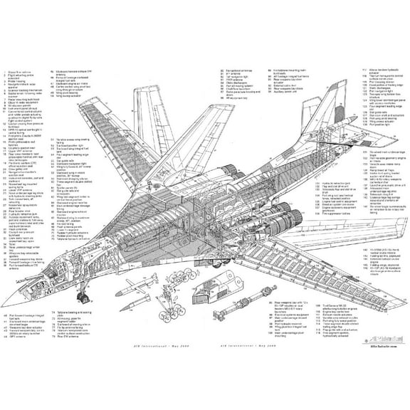 B1B Bomber Cutaway Diagram Poster 24"x36" 24inx36in
