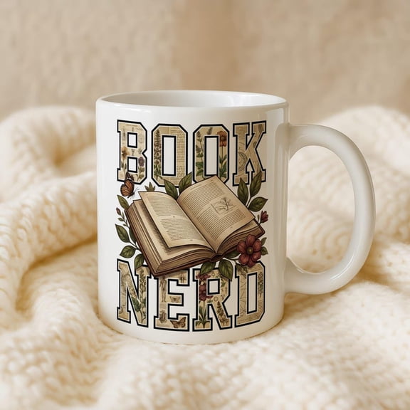 B1Ook Nerd Mug, Gift for Readers, Librarian Present, B1Ook Lover Coffee Cup, Funny B1OokiS1H Mug, Unique Reading Gift, Floral Open B1Ook Mug
