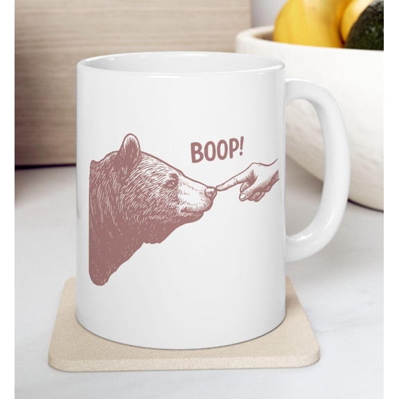 Boop Bear Mug, Grizzly Bear Mug, Cute Bear Mug.