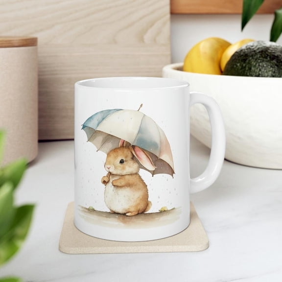 B1aby Bunny in the Rain - Fun Cute Rabbioffee Mug 11oz (Great Gift Idea)