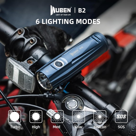B2 Rechargeable Bike Lights 1300 Lumens USB-C Front Back Flash Light 6 Modes IP68 Waterproof
