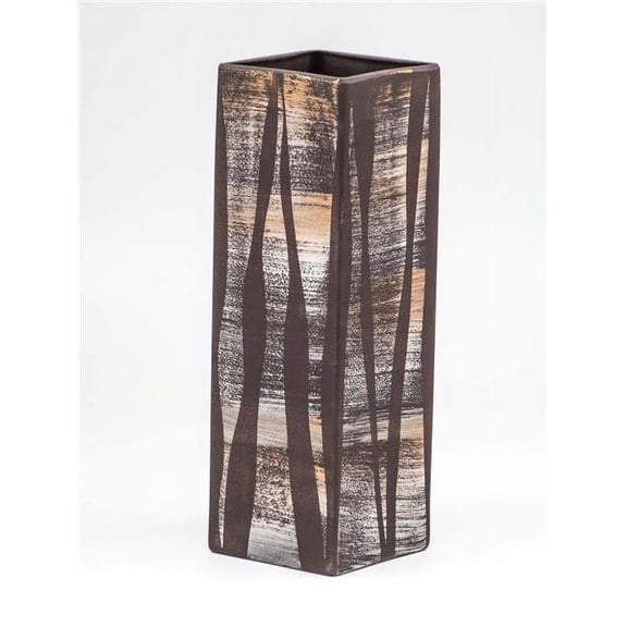 Glass Vase | Square vase | Art Decorated Glass Vase for flowers | Table vase 12 inch | Interior Design | Home Decor