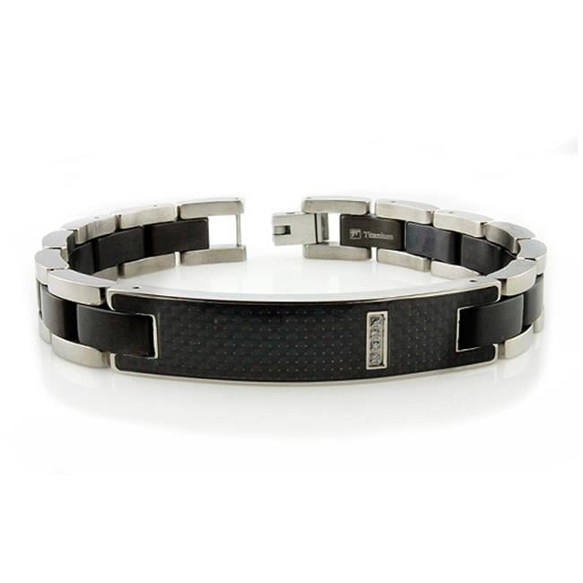 Stainless Steel Black Carbon Fiber Inlay 8.5 inch ID Bracelet Stainless Steel Black Carbon Fiber Inlay 8.5 inch ID Bracelet