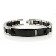 B20150 Titanium Mens ID Bracelet with Black Carbon Fiber Inlay