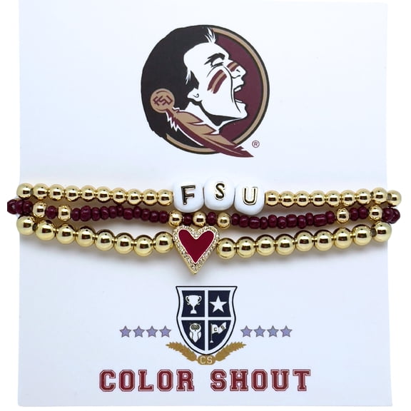 B202 - FSU 'I Love' Florida State Univ Bracelet Stack