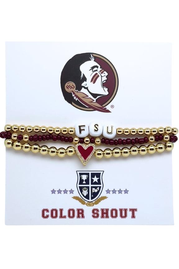 B202 - FSU 'I Love' Florida State Univ Bracelet Stack