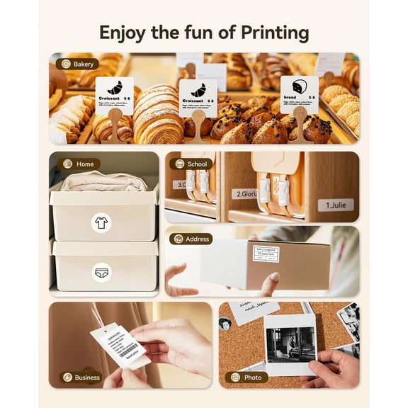 B21 Label Maker Inkless Printer  2 Inch Portable Machine For Small Business Address Logo Clothing Mailing Candles Sticker Gift White