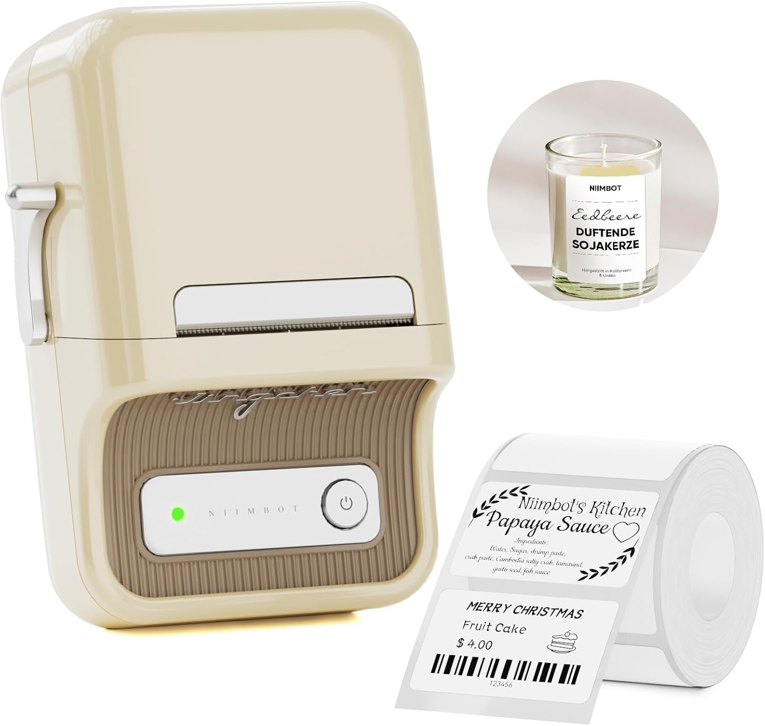 B21 Label Maker, Thermal Label Printer, Portable Inkless Label Makers for Home/Office/Business, with 1 Pack 50x30mm White Label, Compatible with iOS & Android, (White)
