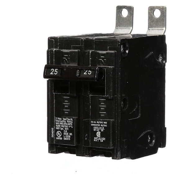 B225 25 Amp Circuit Breaker - 120/240V 10kAIC Double Pole Bolt-in Breaker - UL Listed Electrical Panel Breaker Replacement