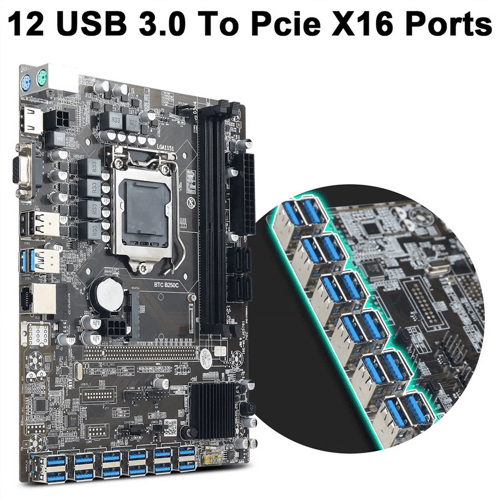 B250C 12USB BTC Mining Motherboard+G4400 CPU+Thermal Grease+Switch
