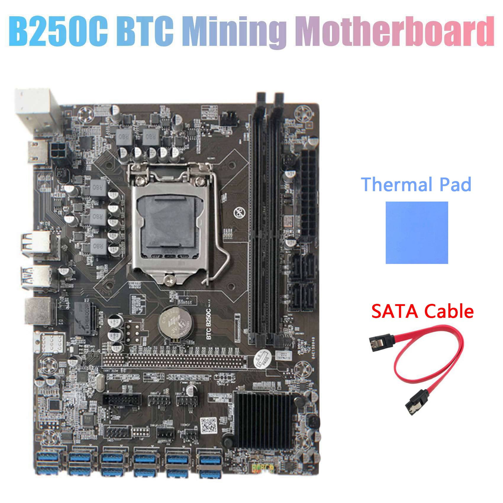 B250c miner motherboard thermal pad sata cable 12 pcie to usb3 0