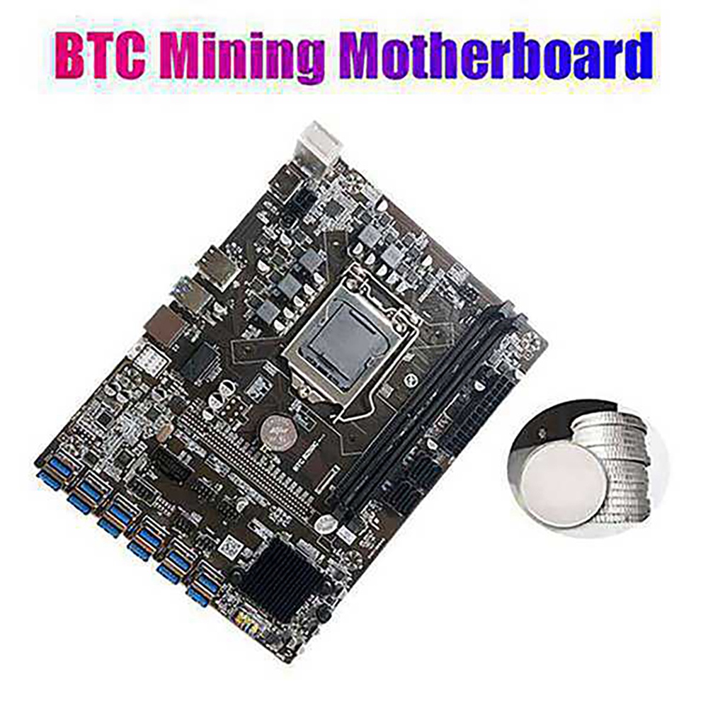 B250C Mining Motherboard with Thermal Grease+Switch Cable 12 USB3.0 to