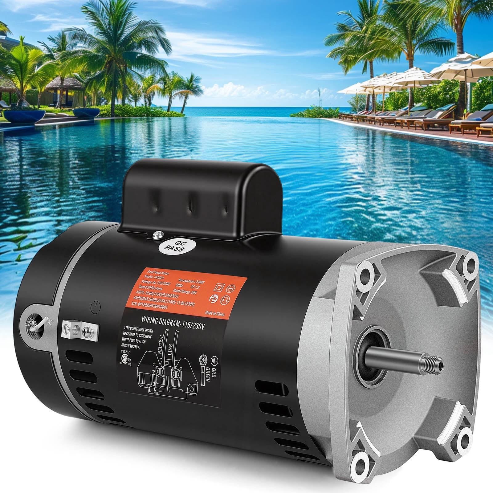 Pool Motor Assembly B2855/B2859 Pool Pump Motor - Swimming Pool Pump Motor, 3450 RPM, 2HP ...