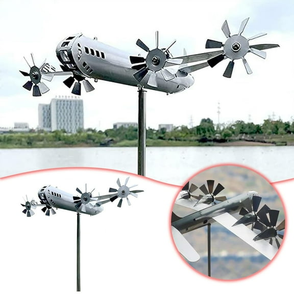 B29 Super Fortress Airplane Yard Art Metal Aircraft Windmill Outdoor Decorative Garden Figure Unique Wind Feature for Home