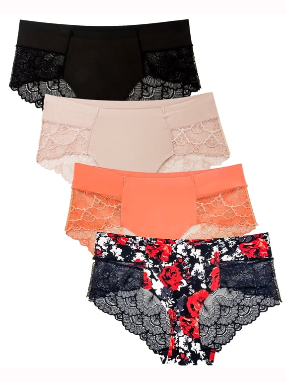 Women’s Seamless Lace Hipster Underwear Multi-Pack Small to Plus Sizes