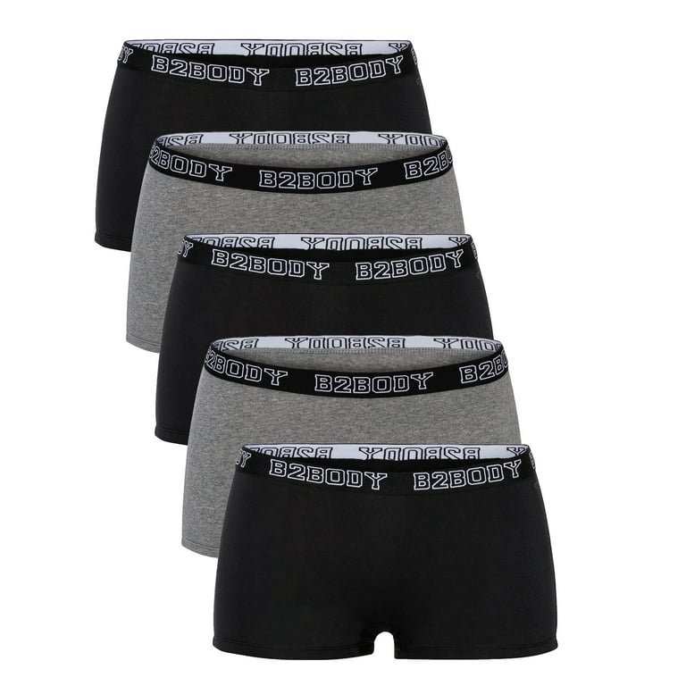 Nabtos Women Boxers Basic Cotton Boyshort Seamless Panties Solid Underwear  Pack 5 