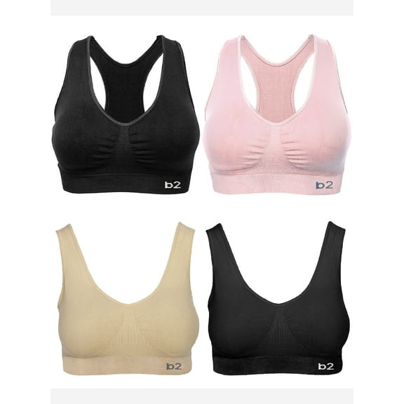 B2BODY Women's Sports Bras Yoga Lounge Wireless Bra Small to 2X Sizes Multi-Pack