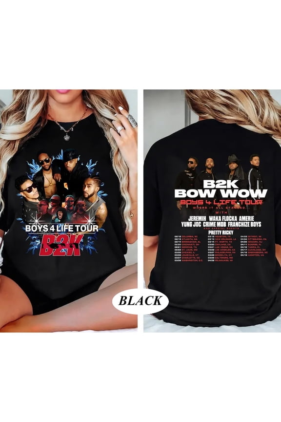 B2K Bow Wow Boys Tour 2 Sided Shirt, Y2K R&B Concert Tee, Hip Hop Graphic Multi