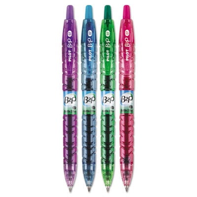 B2P Bottle-2-Pen Recycled Gel Pen, Retractable, Fine 0.7 mm, Assorted Ink and Barrel Colors, 4/Pack
