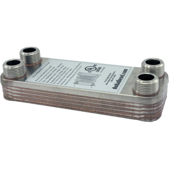 B3-12A 10 Plate Stainless Steel Heat Exchanger with 1/2" Male NPT Ports Copper Brazed