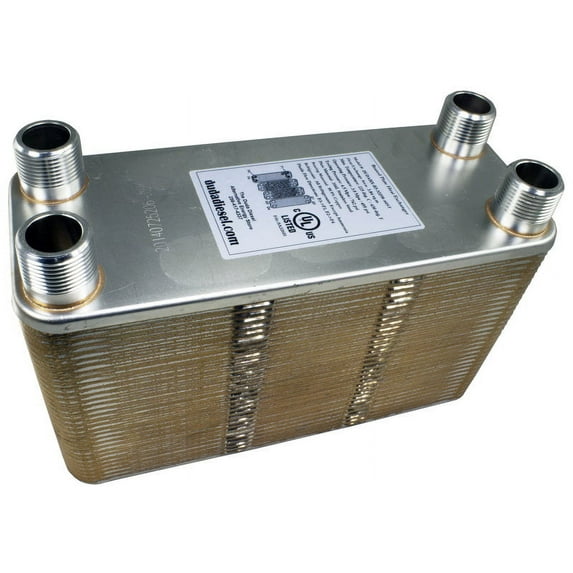 B3-32DW 60 Plate Stainless Steel Heat Exchanger with 1" Female NPT Ports Copper Brazed