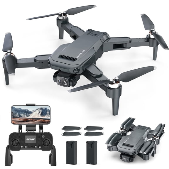Wefone B3-PRO GPS Foldable Drone with 4K HD Camera for Adults, Brushless Motor, 2 Batteries, Black