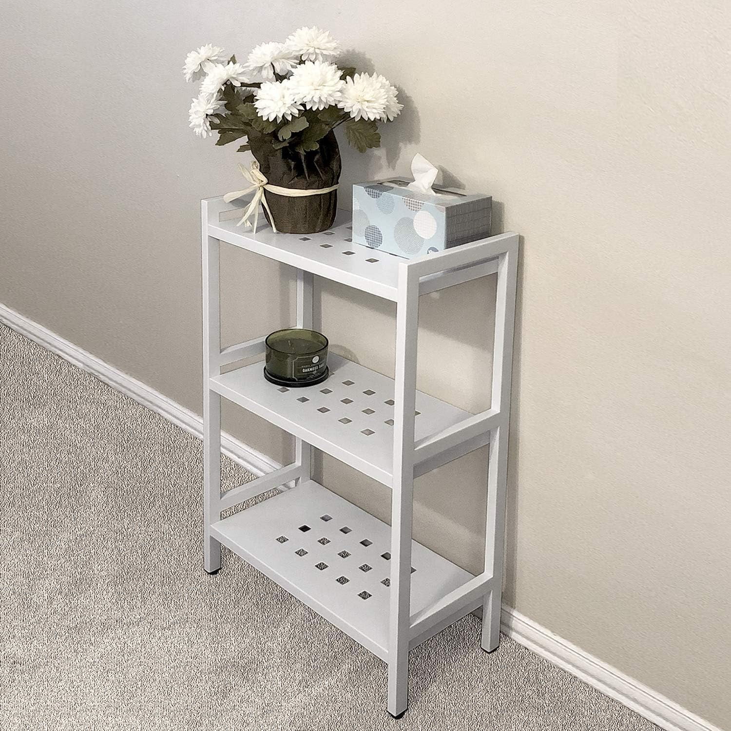 Asta 3-Tier Free Standing Rectangular Bathroom Utility Storage Shelf ...