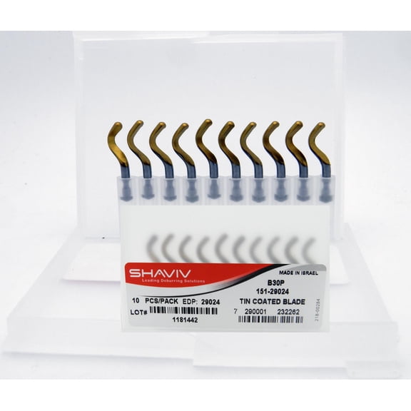 B30P HSS TiN Hook Deburr Blade Steel,Plastic,Copper,Aluminum & Stainless. Right Hand Only Pack of 10 Shaviv 29024