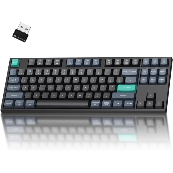 B33 2.4 GHz Wireless Bluetooth Keyboard Silent Typing 80% TKL Layout Launcher Support Ergonomic Angle Compatible for Mac Windows Linux-Deep Black