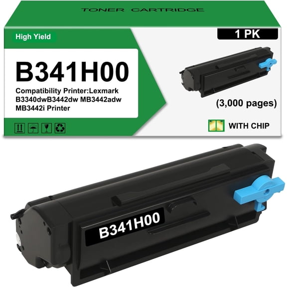 B341H00 Toner Cartridges (with Chip) High Yield Compatible with B341H00 B341000 B341X00 Toner Use for B3340 B3442 MB3442 Laser Printer (1-Pack, 3000 Pages)