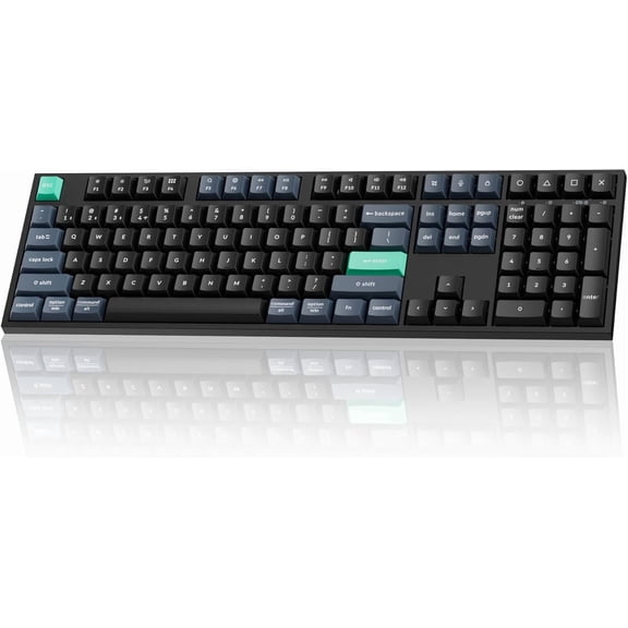 B36 2.4 GHz Wireless Bluetooth Keyboard Silent Typing 100% Full-Size Layout Launcher Support with Numeric Keypad Ergonomic Angle Compatible for Mac Windows Linux