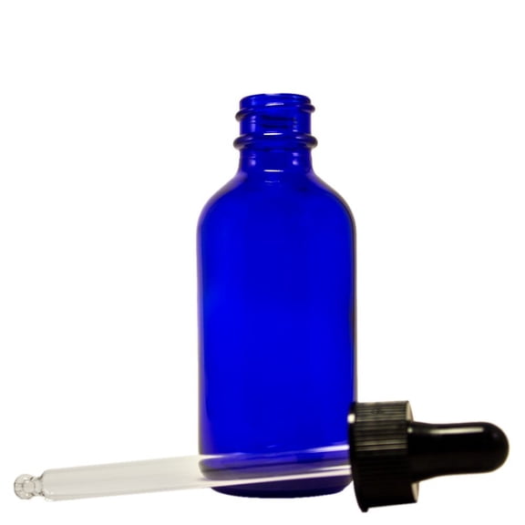 B37-pk24 Boston Round Glass Bottle with Dropper, 2 oz Capacity, Blue (Pack of 24)