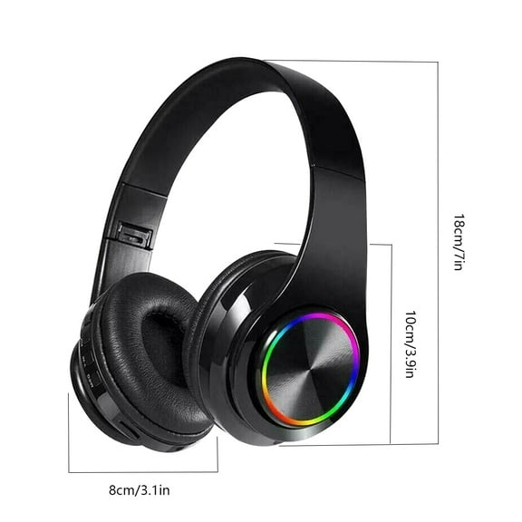 B39 LED Bluetooth V5.0 Headset Sports Headphone Subwoofer Wireless Stereo Support Card Earphone,Black