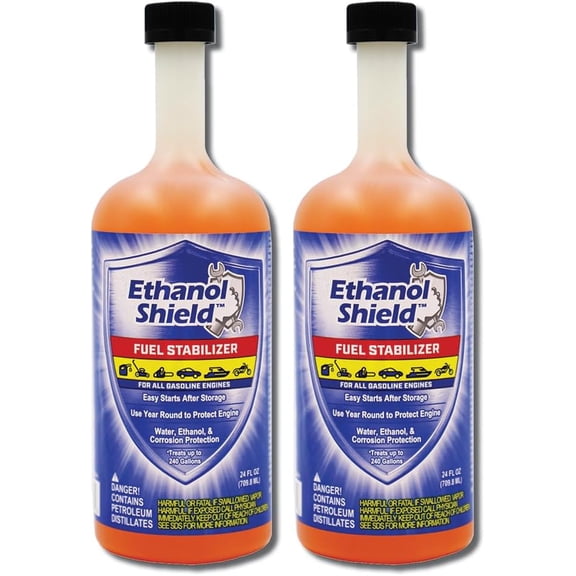 Ethanol Shield Fuel Stabilizer, 24 oz. 2 PACK Keeps Fuel Fresh, Gasoline Treatment Fuel Additive That Protects Fuel System, Gas Stabilizer for Fuel Storage, Antioxidant and Anticorrosive