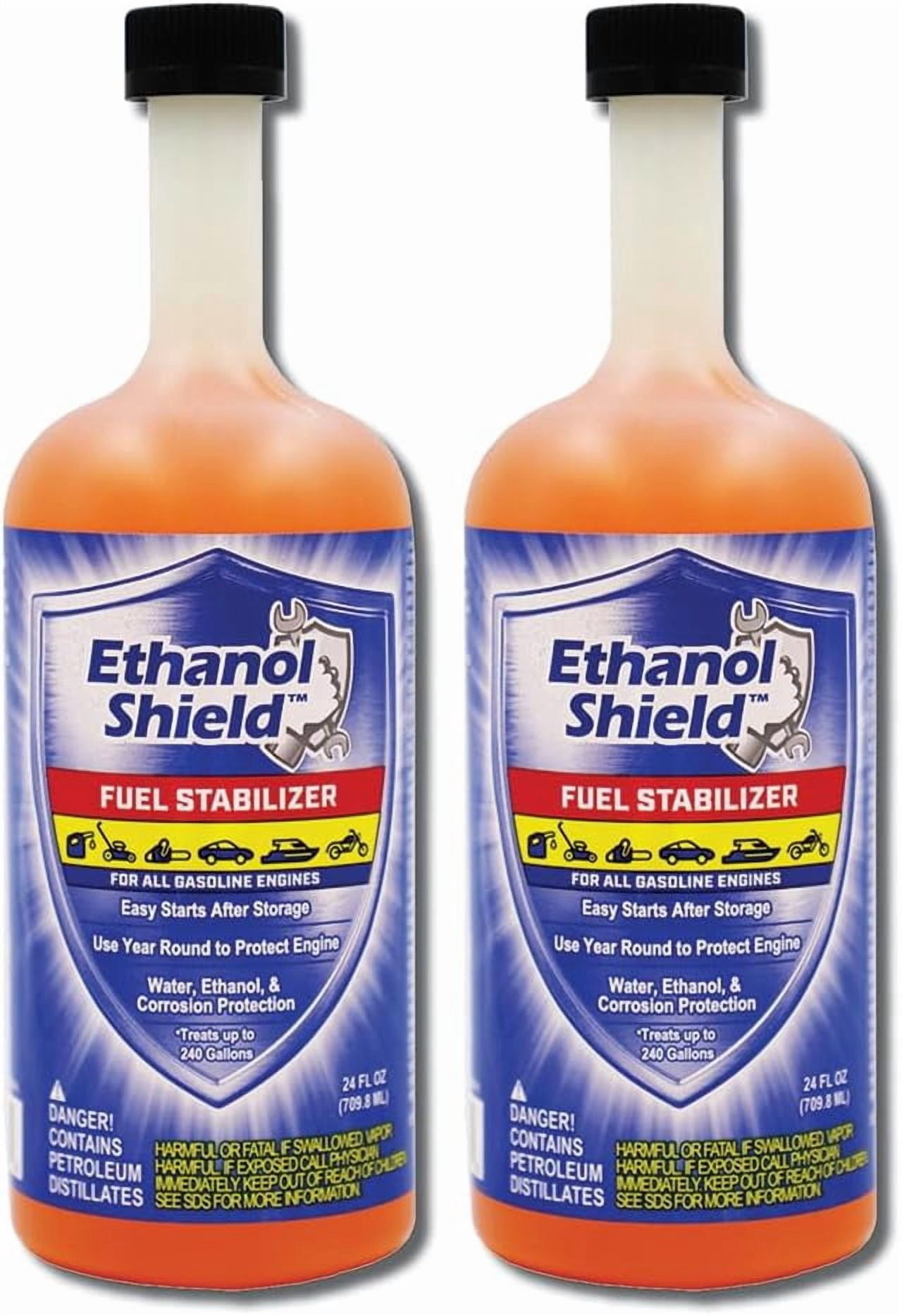 Ethanol Shield Fuel Stabilizer, 24 oz. 2 PACK  Keeps Fuel Fresh, Gasoline Treatment Fuel Additive That Protects Fuel System, Gas Stabilizer for Fuel Storage, Antioxidant and Anticorrosive
