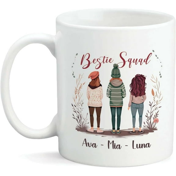 B3st!e Squad Coffee Mug, Personalized Gift for B3st!e or Soul Sister, Custom Name Cup for Women