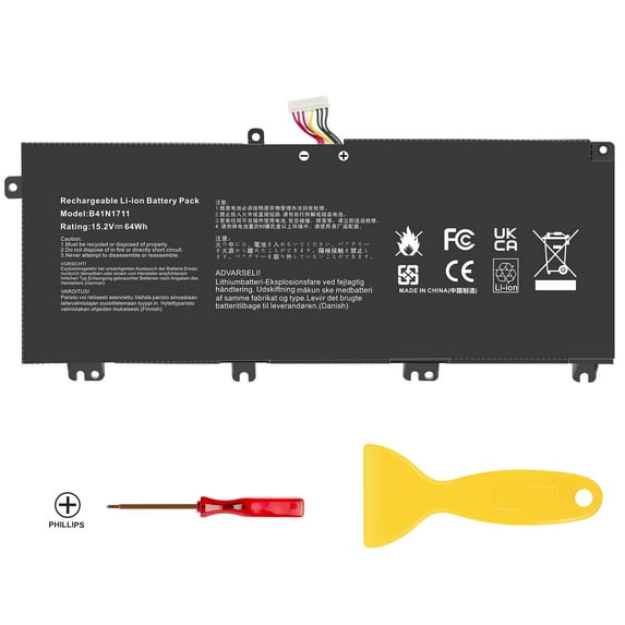 B41N1711 Laptop Battery for Asus Rog Strix GL503VM GL503VD GL703VD GL703VM GL703GE FX63V Series Notebook Type-A(short) 15.2V 64Wh 4240mAh