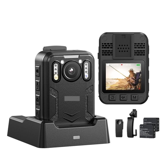 B4K2 128GB 4K Body Worn Camera With GPS 2pcs 3000mAh Batteries For 14-16hours Record 4K Camcorders Video Camera Bodycam ,Ultra HD