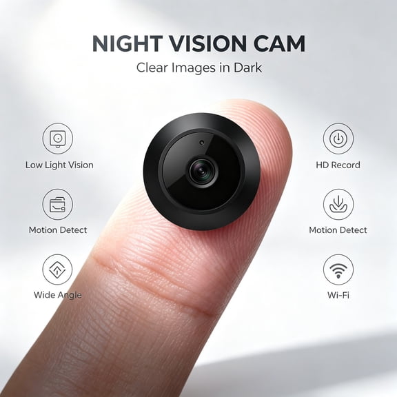 B4Mini Wireless Security Camera, 360 Wide Angle WiFi Indoor Surveillance Cam with Night Vision, Remote Live View, Local & Cloud Storage, Scheduled Recording for Home Pet Office Monitoring
