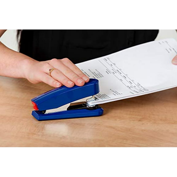 B4fc Compact Flat Clinch Stapler, 50 Sheet Capacity, German Engineered, Staple|Pin|Tack, Steel Drive, 25 Yr. Warranty (Blue)