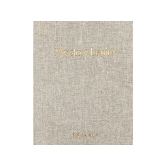 B5 Cloth Hardcover Baby Growth Record Book With Thick Pages For First Year Milestone Journal - Light Gray