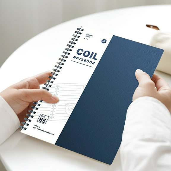 B5 Coil Notebook - 120 Page Note-Making Journal, Thick Paper, 9mm Grid Lines, Durable Plastic Cover, Portable 25x17.8cm, Multi-Color Options Black Blue Red Green Yellow