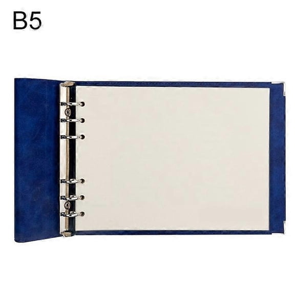 B5 Faux Leather Loose-leaf Grid Notebook, Style:Blank Inner CoreBlue